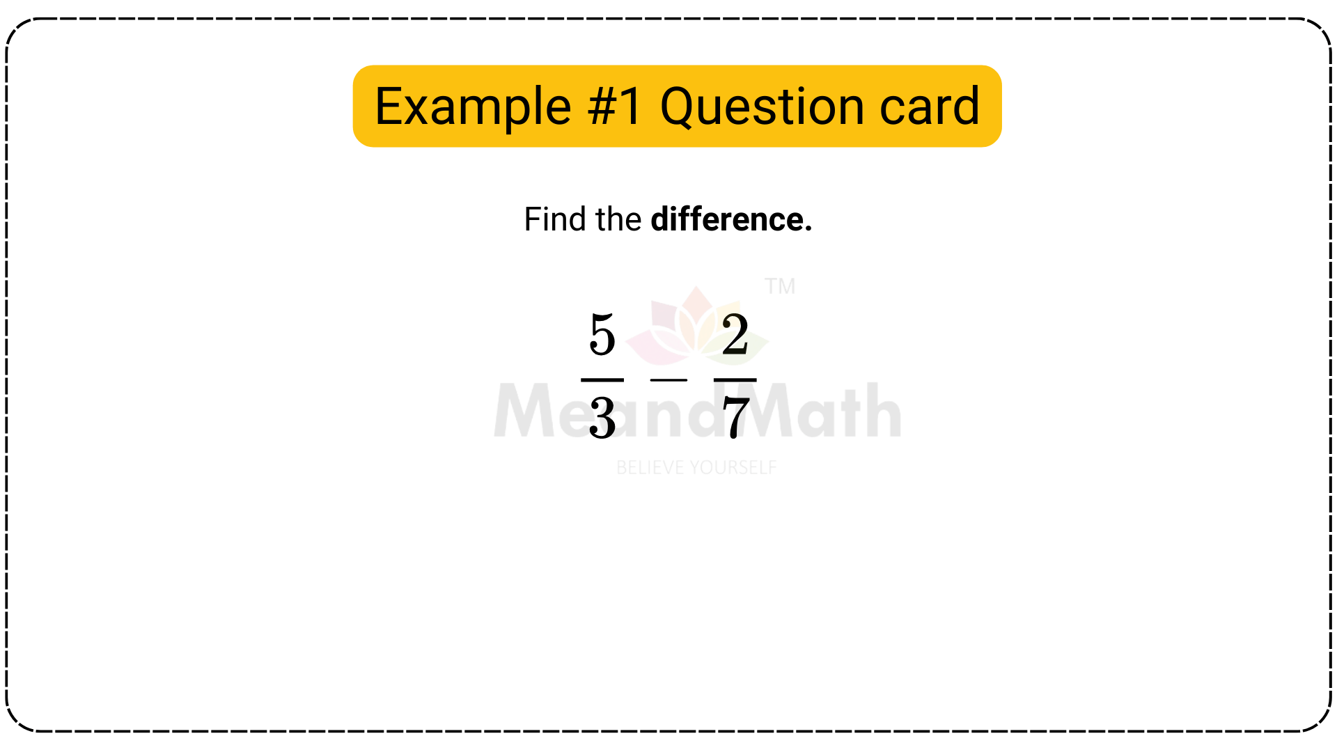 Subtracting Unlike Fractions Examples 1