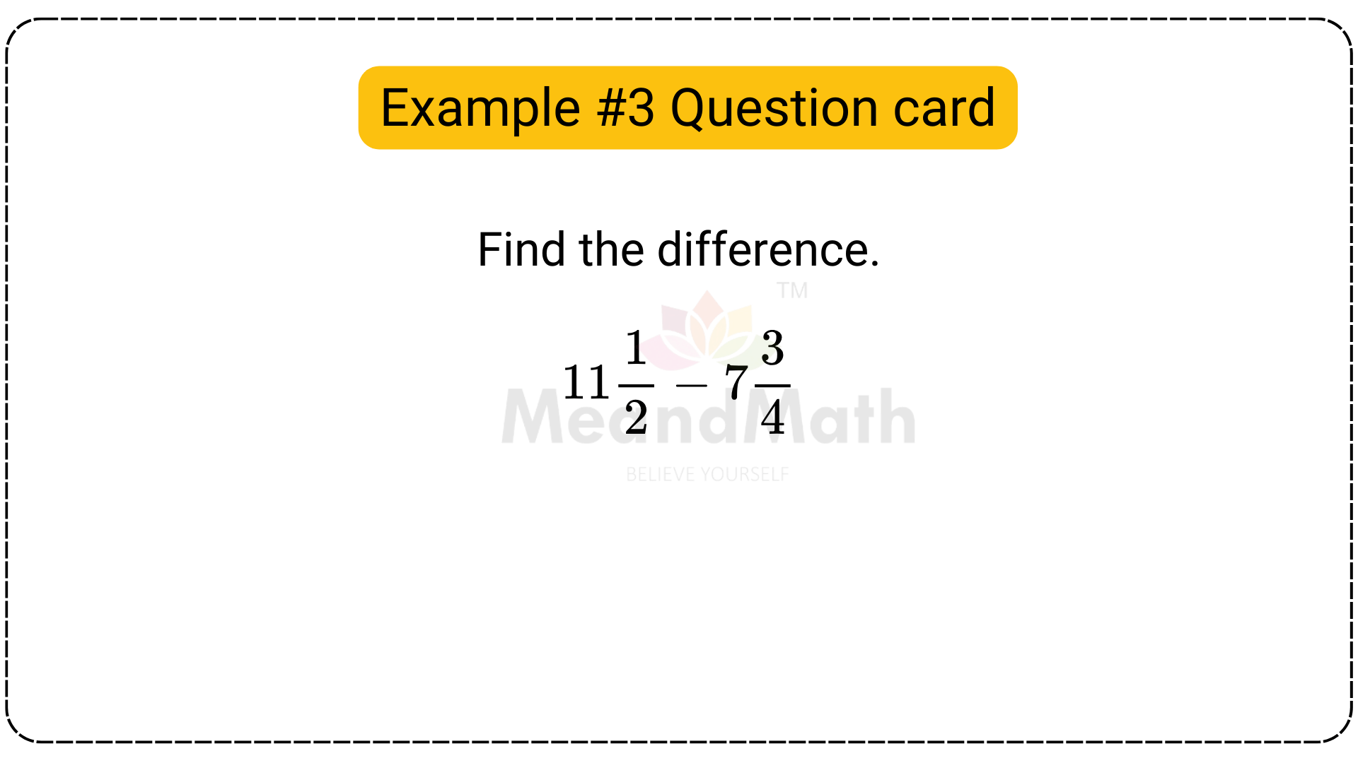 Subtracting Unlike Fractions Examples 3